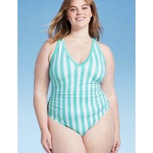 4 For $20 Kona Sol Women’s 16W V-Neck Over The Shoulder High Leg Swimsuit